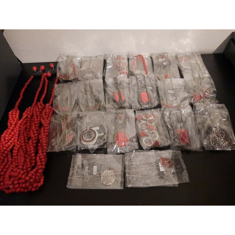 Paparazzi Jewelry Long Red Necklaces Lot Of 22 Pieces